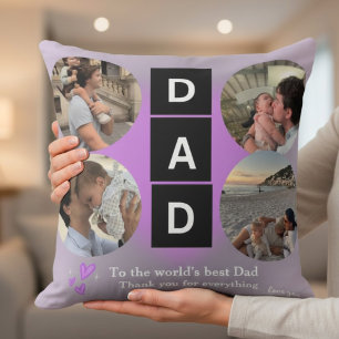 Custom "Best Dad" Photo Collage Personalized Gift  Throw Pillow