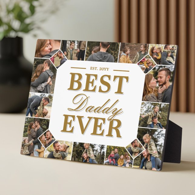 Custom Best Daddy Ever Unique Family Photo Collage Plaque (Best Daddy Ever Father's Day Photo Frame Collage)