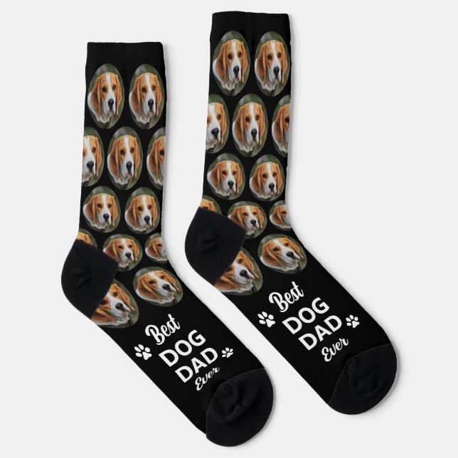 Custom Best DOG DAD Ever Personalize Pet Photo Socks (Right)