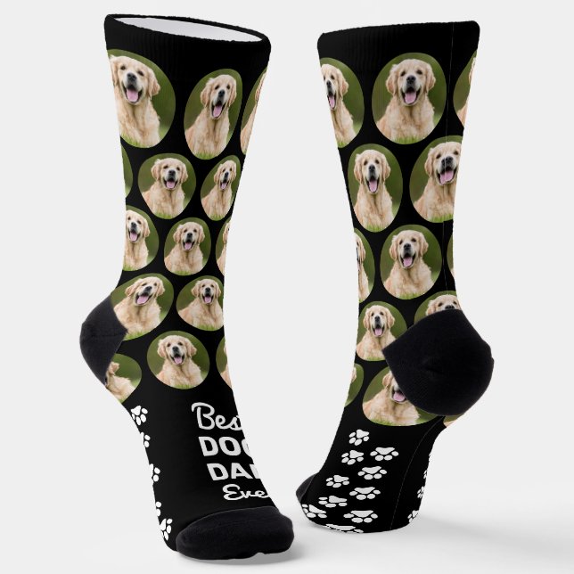Custom Best DOG DAD Ever Personalized Pet Photo  Socks (Angled)