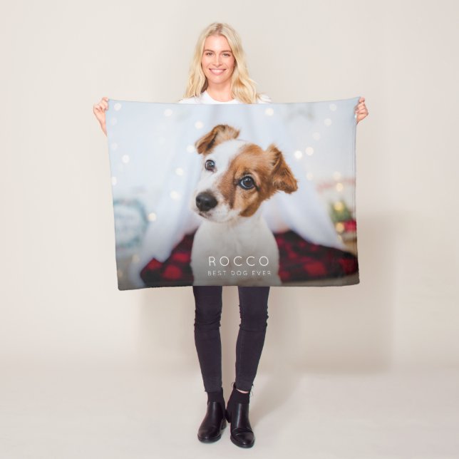 Custom Best Dog Ever Modern Simple Cozy Fleece Blanket (In Situ)