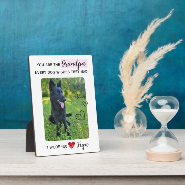 Custom Best dog grandpa gift photo plaque (Side)