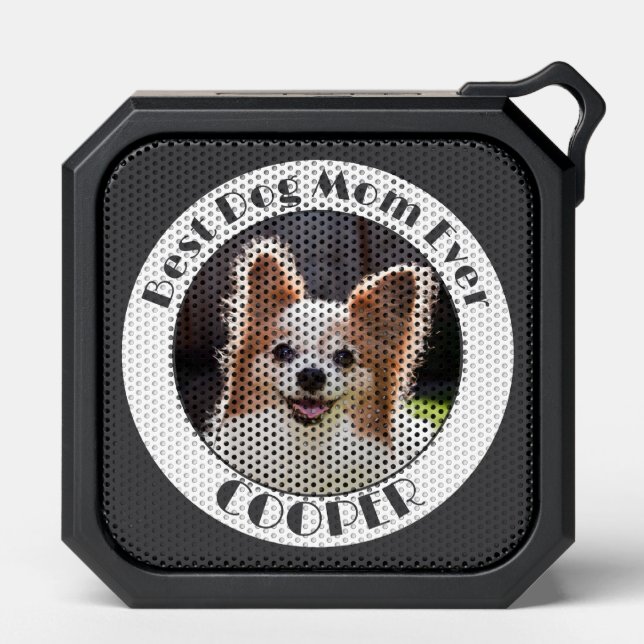 Custom Best Dog Mom Ever Round Photo Bluetooth Speaker (Front)