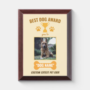 Custom Best Dog Photo Cutest Pet Paw Bone Trophy Award Plaque