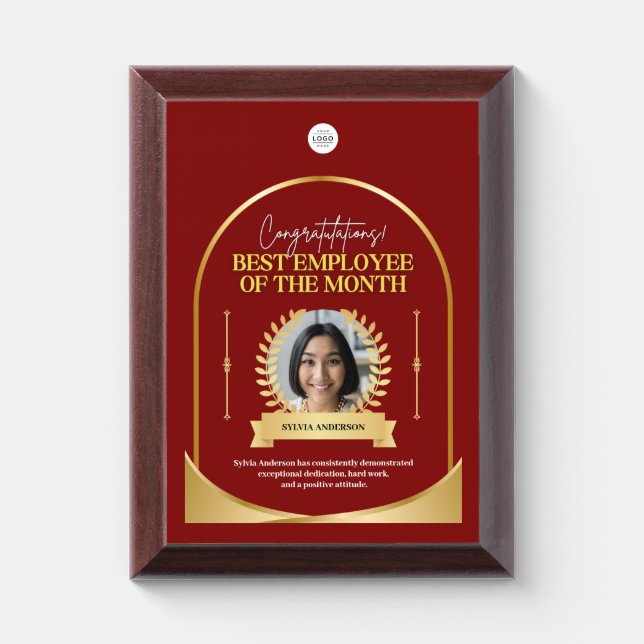 Custom Best Employee of the Month  Award Plaque (Vertical)