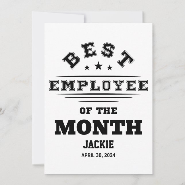 Custom Best Employee Of The Month Year Job Award Invitation (Front)