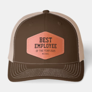 Custom Best employee of the year award gift Leather Patch Hat