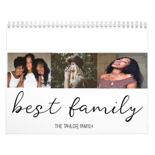 Custom Best Family Photo Collage Script 2024 Calendar (Cover)