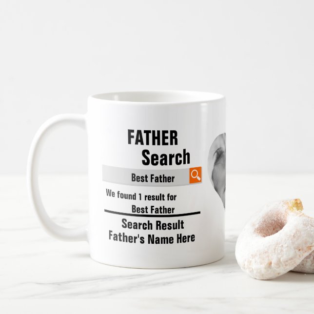Custom Best Father search result heart photo Coffee Mug (With Donut)