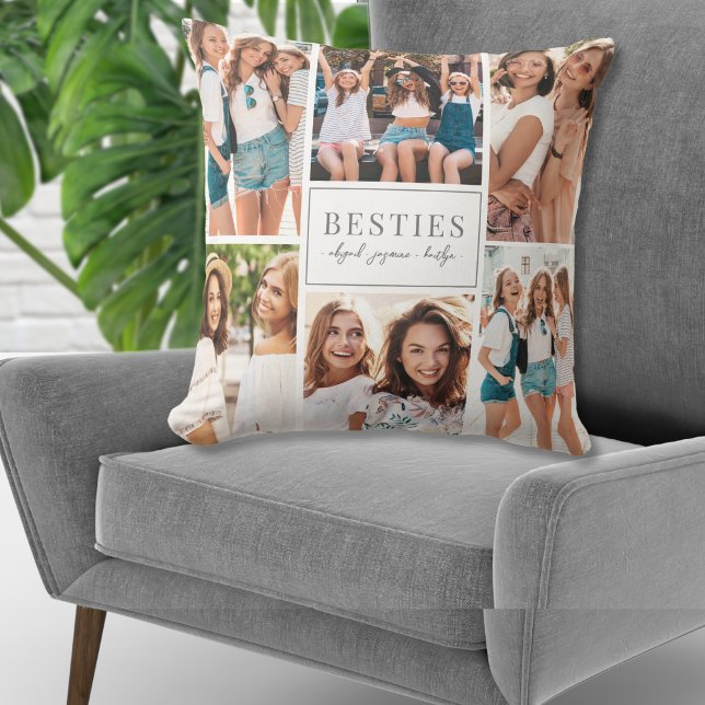 Custom Best Friend BFF Photo Collage Throw Pillow (Custom Best Friend BFF Photo Collage Throw Pillow )