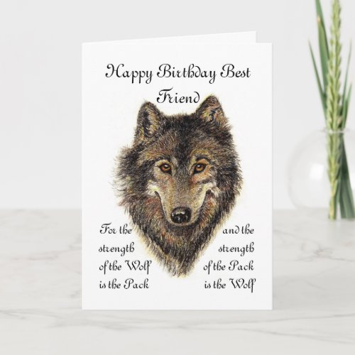 Custom Best Friend Birthday _Wolf and Pack Quote Card