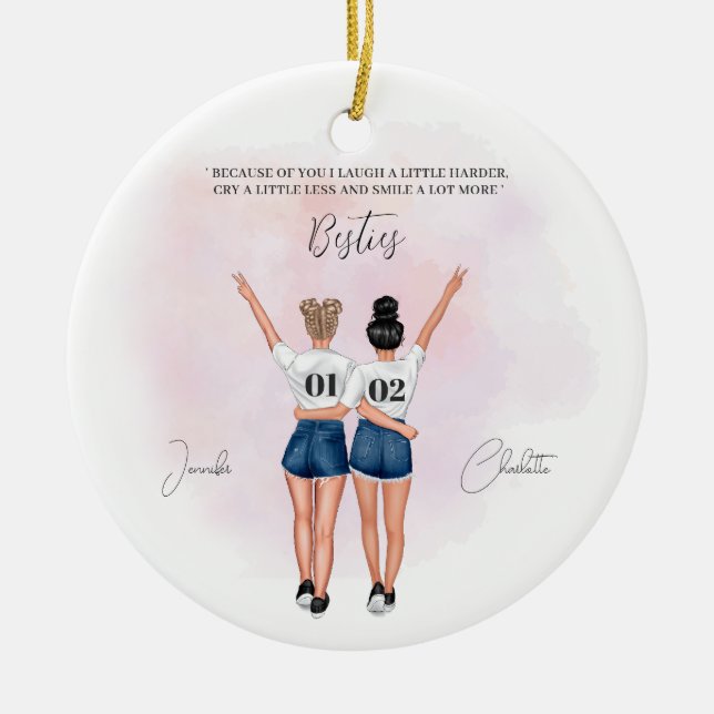 Custom Best Friend Portrait  Ceramic Ornament (Front)
