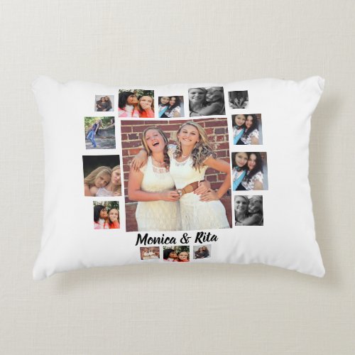 Custom Best Friends 15 Photo Collage Accent Pillow