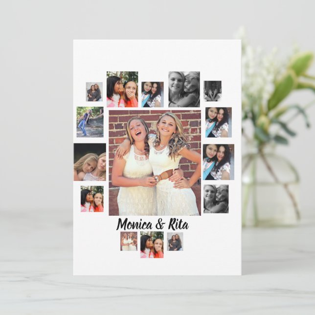 Custom Best Friends 15 Photo Collage  Holiday Card (Standing Front)