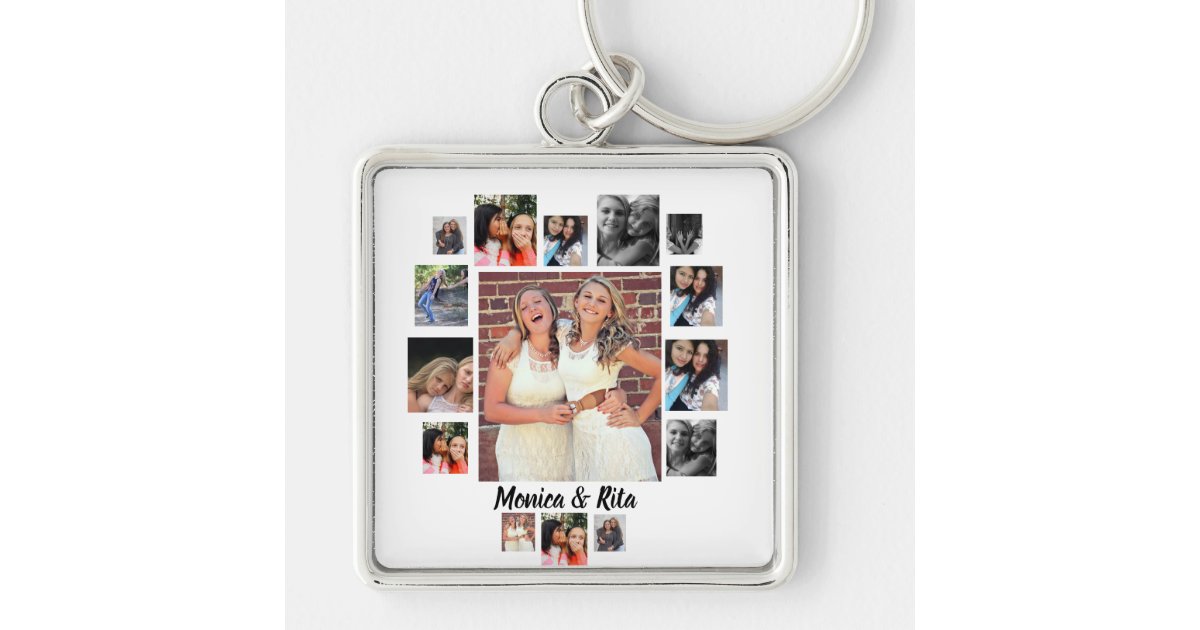 Custom Best Friends 15 Photo Collage Keychain | Zazzle