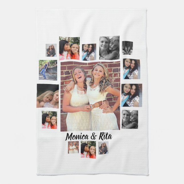 Custom Best Friends 15 Photo Collage  Kitchen Towel (Vertical)