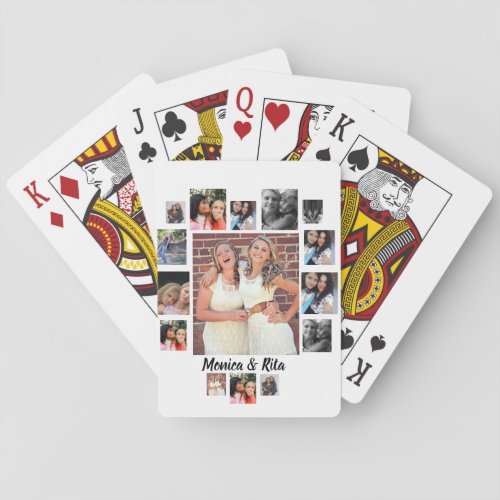 Custom Best Friends 15 Photo Collage Playing Cards