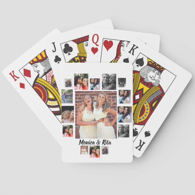 Custom Best Friends 15 Photo Collage Poker Cards (Back)