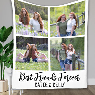 Custom Best Friends 4 Photo Collage Fleece Blanket