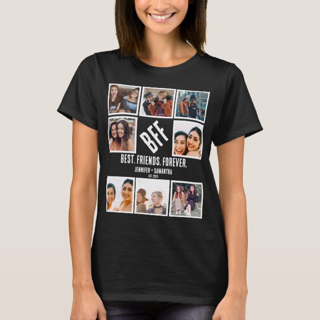 Custom Best Friends Forever BFF 8 Photo Collage T-Shirt (Front)