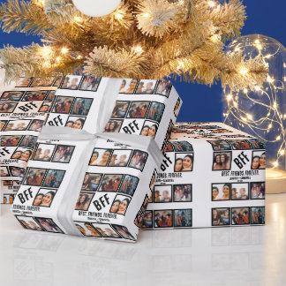 Custom Best Friends Forever BFF 8 Photo Collage Wrapping Paper