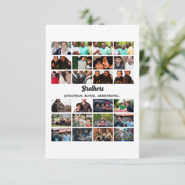 Custom Best Friends Forever Brothers Photo Collage Card (Standing Front)