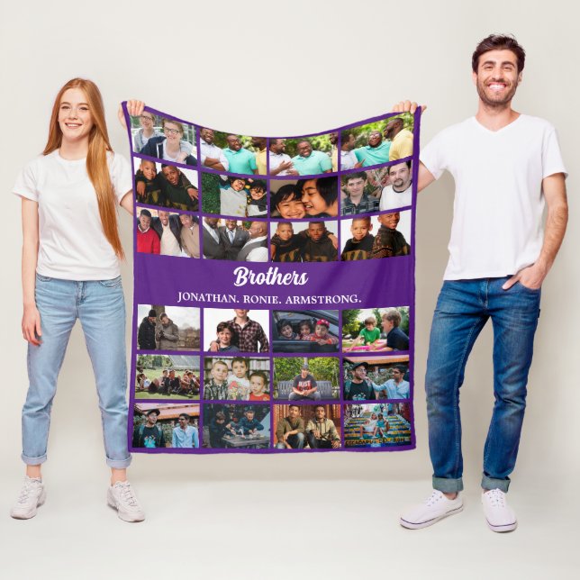 Custom Best Friends Forever Brothers Photo Collage Fleece Blanket (In Situ)