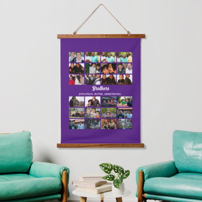 Custom Best Friends Forever Brothers Photo Collage Hanging Tapestry (Living Room)