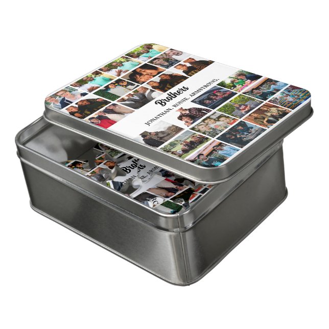 Custom Best Friends Forever Brothers Photo Collage Jigsaw Puzzle (Lid Open)
