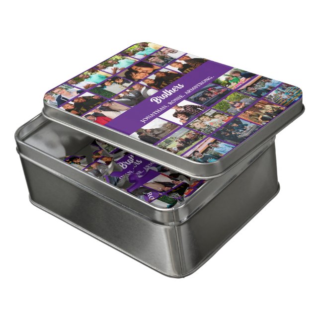 Custom Best Friends Forever Brothers Photo Collage Jigsaw Puzzle (Lid Open)