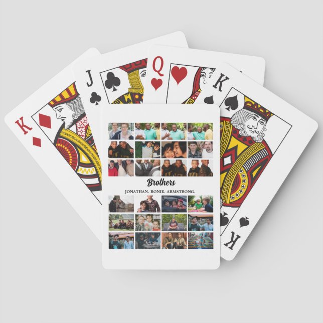Custom Best Friends Forever Brothers Photo Collage Poker Cards (Back)