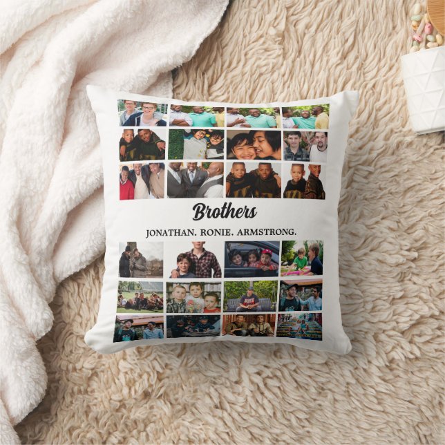 Custom Best Friends Forever Brothers Photo Collage Throw Pillow (Blanket)