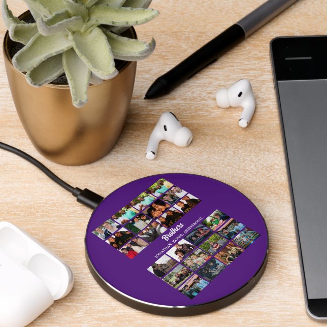 Custom Best Friends Forever Brothers Photo Collage Wireless Charger (Desk 2)