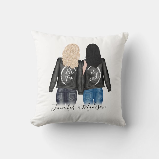 Custom Best Friends Hair Style BFF Besties Friends Throw Pillow (Front)