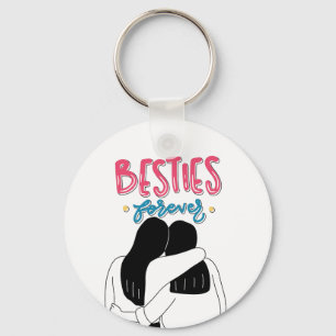 Custom Best Friends Keychain – Girls Hug Design