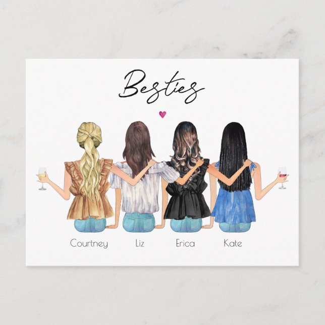Custom best friends personalized portrait Postcard (Front)