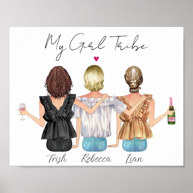 Custom best friends personalized portrait poster (Front)