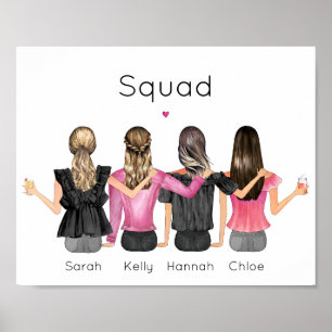 Custom best friends personalized portrait poster