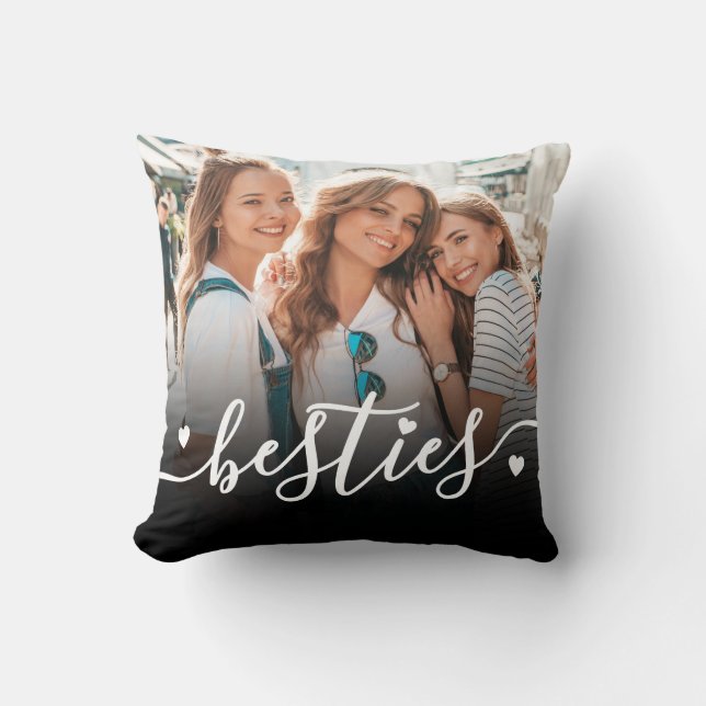 Custom Best Friends Photo Keepsake Throw Pillow (Front)