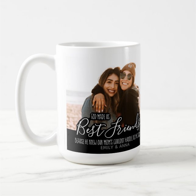 Custom Best Friends Photo Trendy Friendship Coffee Mug (Left)