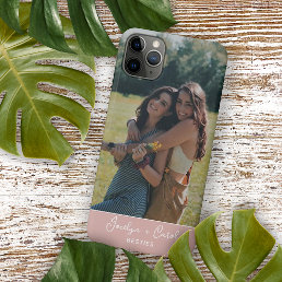 Custom Best Friends Photograph On Dusty Blush Pink iPhone 15 Plus Case