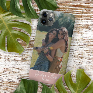 Custom Best Friends Photograph On Dusty Blush Pink iPhone 15 Plus Case
