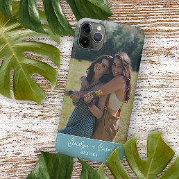 Custom Best Friends Photograph On Seafoam Blue iPhone 15 Plus Case