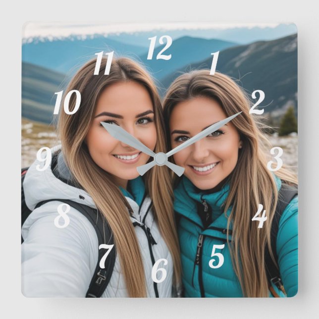 Custom Best Friends Picture Square Wall Clock (Front)