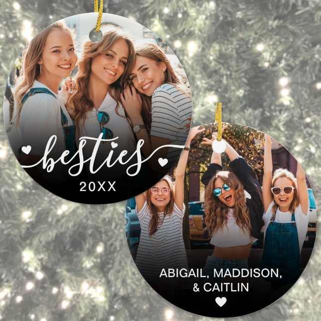 Custom Best Friends Two Photo Ceramic Ornament (Custom Best Friends 2 Photo Keepsake Ceramic Ornament)