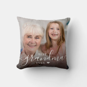 Custom Best Grandma Ever Grandmother Photo Throw Pillow