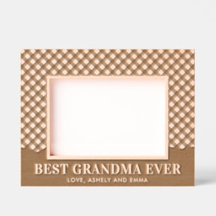 Custom Best Grandma Ever Plaid Pattern Engraved Frames