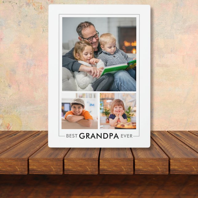 Custom Best Grandpa Ever 3 Photo Collage White   Plaque (Creator Uploaded)