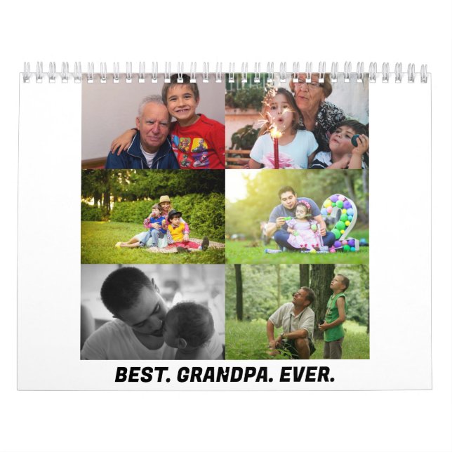 Custom Best grandpa ever 6 photo collage  Calendar (Cover)
