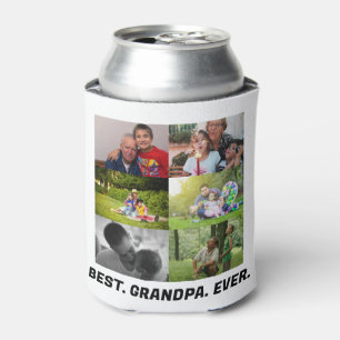 Custom Best grandpa ever 6 photo collage Can Cooler